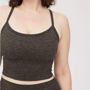 Aerie Hugger Longline Racerback Sports Bra in Olive Daze (M)